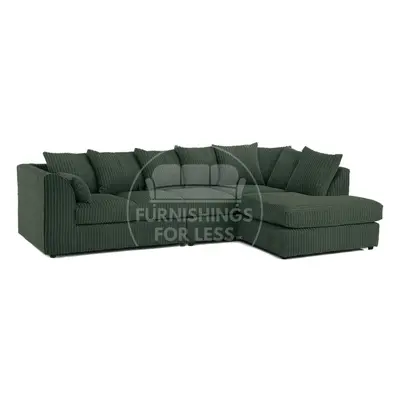 (5 Seater Right Hand Facing, Green) Luxor Scatter Back Cord Corner Sofa Range