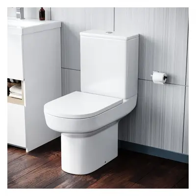 Anna Stylish Round Rimless Close Coupled Toilet With Soft Close Seat