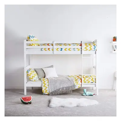 Bunkbed Kids white 3ft twin wooden bunk bed with mattresses childrens bedroom furniture