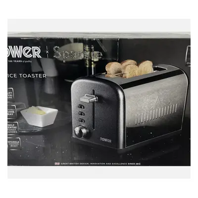 Tower Glitz Slice Toaster with Wide Slots (Black Sparkle)