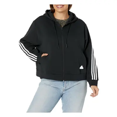 adidas Women's Future Icon Three Stripes Full-Zip Hoodie Black Large