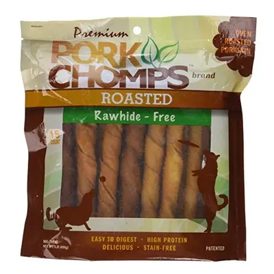 Pork Chomps Roasted Pork Skin Dog Chews, 6-inch Twists, Count