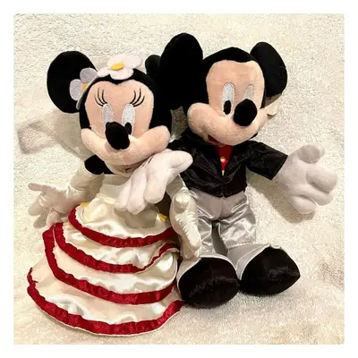 Mickey Minnie Mouse wedding soft plush doll set New