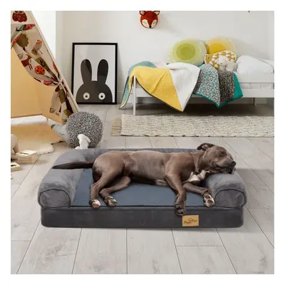 (M(80X60cm) Grey Removable Cover) Traditional Large Dog Bed Pet Cuddler Couch Lounger