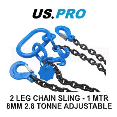 US PRO Tools Leg Chain Sling - Meter 8MM G80 2.8 Tonne - Adjustable