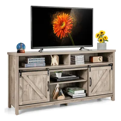 150cm Sliding Barn Door TV Stand Farmhouse Flat Screen Console-Grey