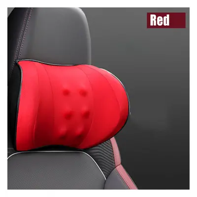 (Red-Headrest Pillow) Car Seat Headrest Pillow Pad+Lumbar Pad Memory Foam Head Neck / Waist Cush