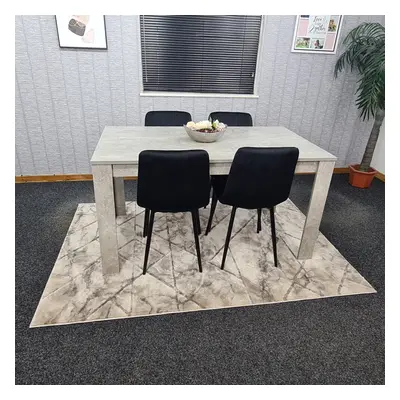 Dining Table Set Of Kitchen and Black Tufted Velvet Chairs