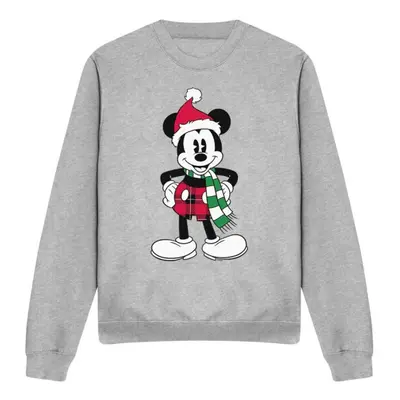 (L, Sport Heather) Disney Unisex Adult Mickey Mouse Tartan Christmas Sweatshirt