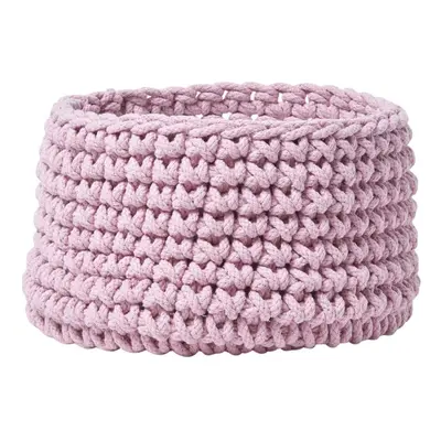 (Pastel Pink) Cotton Knitted Round Storage Basket, x cm