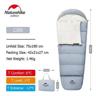 (Blue - C300) Naturehike Children Sleeping Bag Cotton Kids Sleeping Bag Ultralight Portable Slee