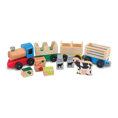 Melissa & Doug Wooden Farm Train Set - Classic Wooden Toy (3 linking cars)