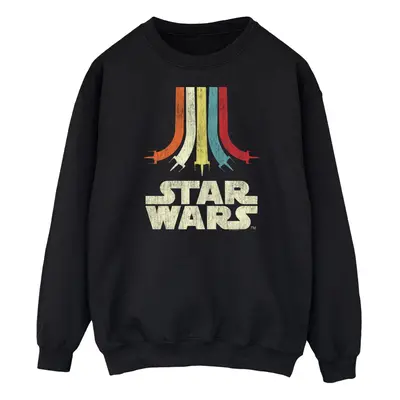 (L, Black) Star Wars Womens/Ladies Retro Rainbow Sweatshirt