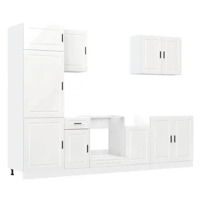 (high gloss white) vidaXL Piece Kitchen Cabinet Set Kalmar Old Wood Engineered Wood