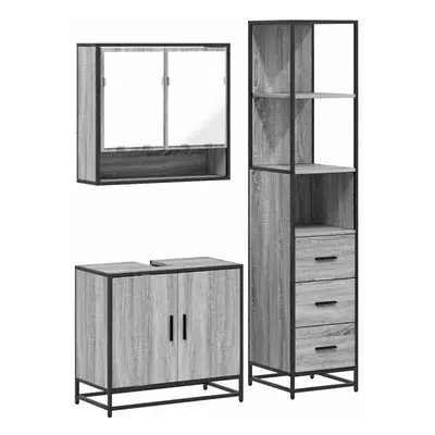 (grey sonoma) vidaXL Piece Bathroom Furniture Set Sonoma Oak Engineered Wood