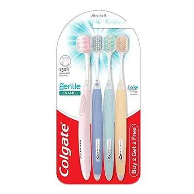 Colgate Gentle Enamel Ultra Soft Bristles Toothbrush, Pcs (Buy2 Get 2), Soft Bristles for Enamel