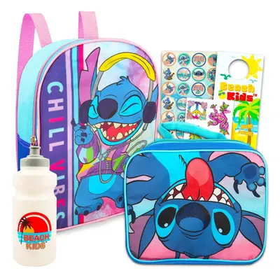 Disney Stitch Backpack with Lunch Box Set -11"" Stitch Mini Backpack Stitch Lunch Bag Stickers T