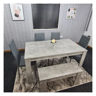 Grey Dining Table and Grey Chairs and Bench Dining Set