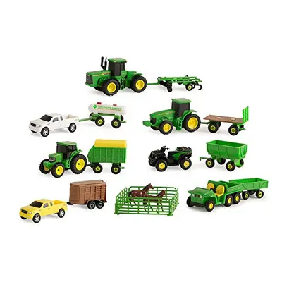 TOMY John Deere Toy Truck & Toy Tractor With Trailers 20-Piece Farm Toy Value Set