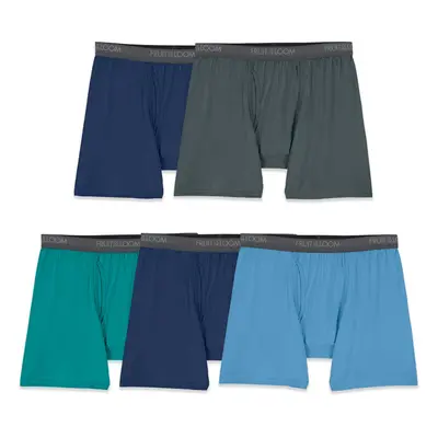 Fruit of the Loom mens Stretch (Quick Dry & Moisture Wicking) Boxer Briefs Regular Leg - Micro S