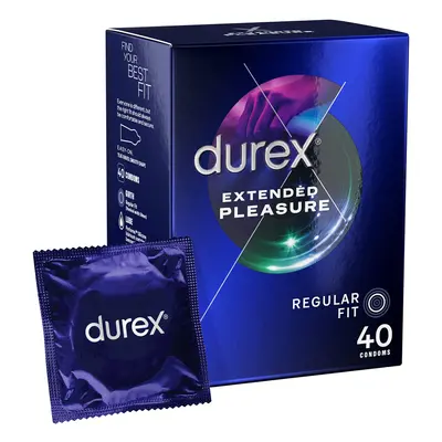 Extended Pleasure Condoms, Regular Fit, 40s, Easy On Shape, With Silicone Lube, Natural Latex