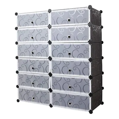 Meerveil Shoe Storage, Portable Shoe Cabinet, Shoe Organizer Box, Plastic Shoe Rack, Interlockin