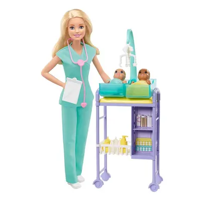 Barbie Doctor Careers with twin baby Doll,Play set Hospital Character Girls