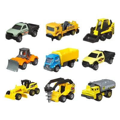 Matchbox Cars 9-Pack of 1:64 Scale Toy Construction Vehicles Multipack of Realistic Trucks Colle