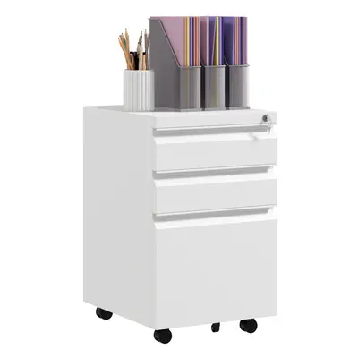 Vinsetto Filing Cabinet with Lock and Hanging Bar for Letter A4 Legal, White