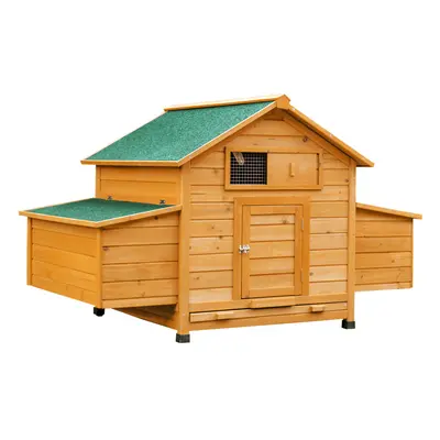 PawHut Wooden Chicken Coop, Poultry Cage with Nesting Boxes, Tray, Yellow