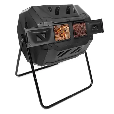 Dripex 160L Dual Chamber Rotating Compost Bin, BPA-Free, Black