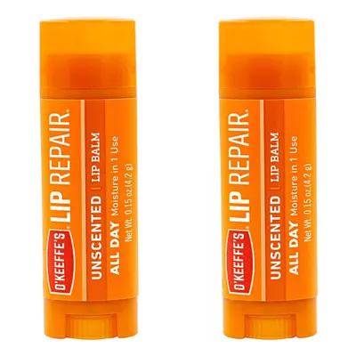 O'Keeffe's Unscented Lip Repair Lip Balm for Dry Cracked Lips Stick Pack of clear K0700137