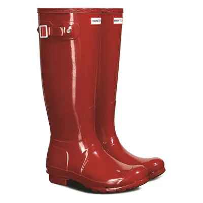 (Red, (Adults')) Hunter Original Tall Gloss Rubber Women's Military Red Wellington Boots