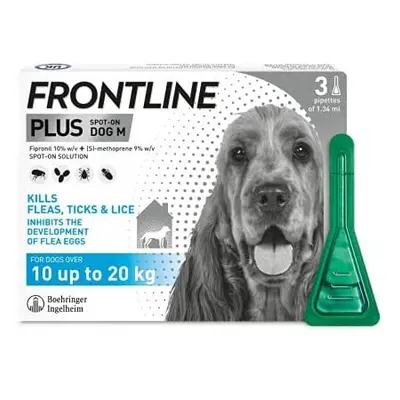 FRONTLINE Plus Flea & Tick Treatment for Medium Dogs (10-20 kg) - Pipettes