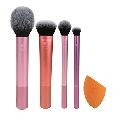 REAL TECHNIQUES,5 Count (Pack of 1) Everyday Essentials Makeup Brush Complete Face Set (Miracle 