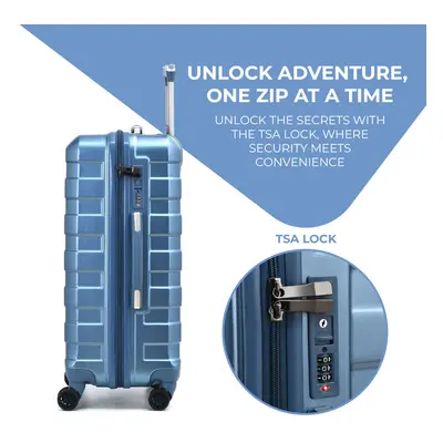 (Ice Blue, Large Inch) Hard Shell Lightweight Suitcase Luggage TSA Lock