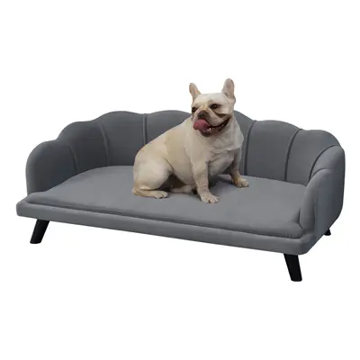 PawHut Dog Sofa, Pet Couch Bed for Medium, Large Dogs w/ Legs, Cushion - Grey