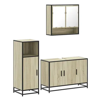 (sonoma oak) vidaXL Piece Bathroom Furniture Set Brown Oak Engineered Wood