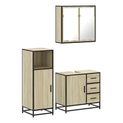 (sonoma oak) vidaXL Piece Bathroom Furniture Set Brown Oak Engineered Wood