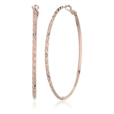 GUESS ""Basic"" Rose Gold Large Diamond Cut Hoop Earrings