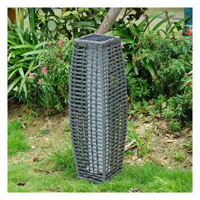 Grey Solar Rattan Effect 69cm Tall LED Light Outdoor Garden Floor Lamp Lantern