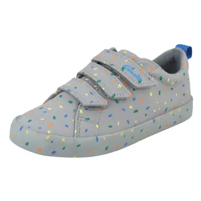 (Grey, UK 2.5 Child) Boys Clarks Casual Shoes Foxing Print K