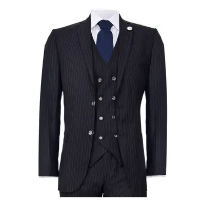 (38) Men's Piece Black Pinstripe Retro Suit