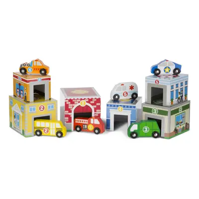 Melissa & Doug Nesting and Sorting Blocks - Buildings Wooden Vehi