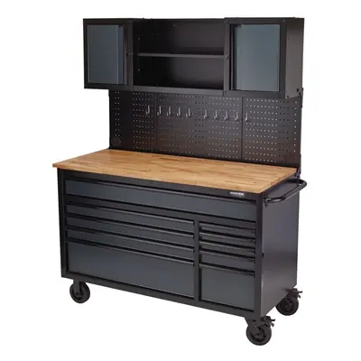 BUNKER® Roller Workstation with Workbench, Drawer, 56"", Grey