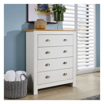 (White) Home Source Camden Drawer Chest Metal Handles