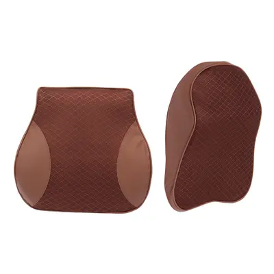 (Coffee) Memory Foam Car Headrest Pillow Seat Back Cushion Breathable Neck Waist Rest Support Cu