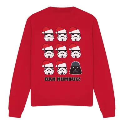 (XL, Red) Star Wars Unisex Adult Bah Humbug Stormtrooper Darth Vader Sweatshirt