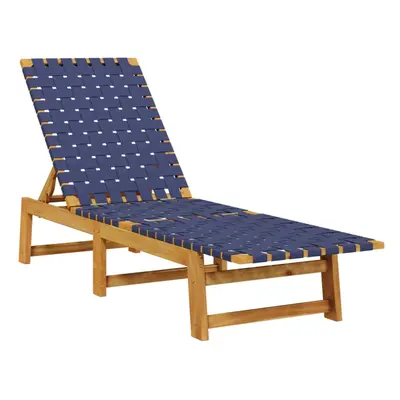 vidaXL Sun Lounger Sun Bed Day Bed Dark Blue Solid Wood Acacia and Fabric