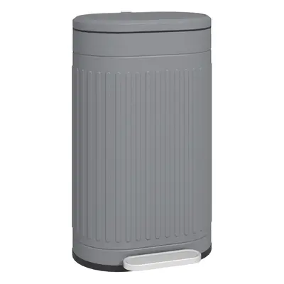 HOMCOM 30L Pedal Bin, Metal Kitchen Bin with Soft-close Lid, Grey